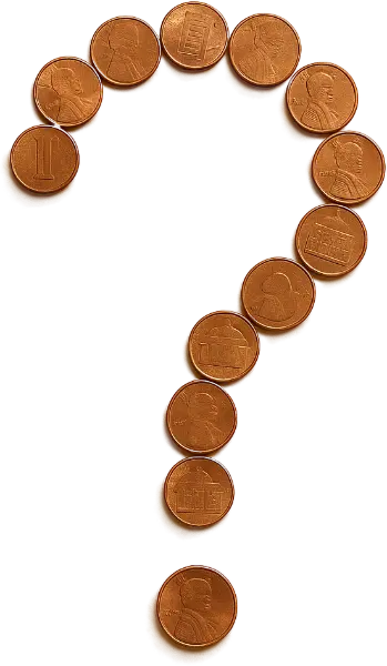Question mark made of coins